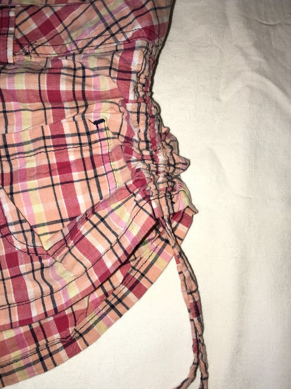 Zoey Beth Pink Plaid Shorts Drawstring Sides - Picture 3 of 7